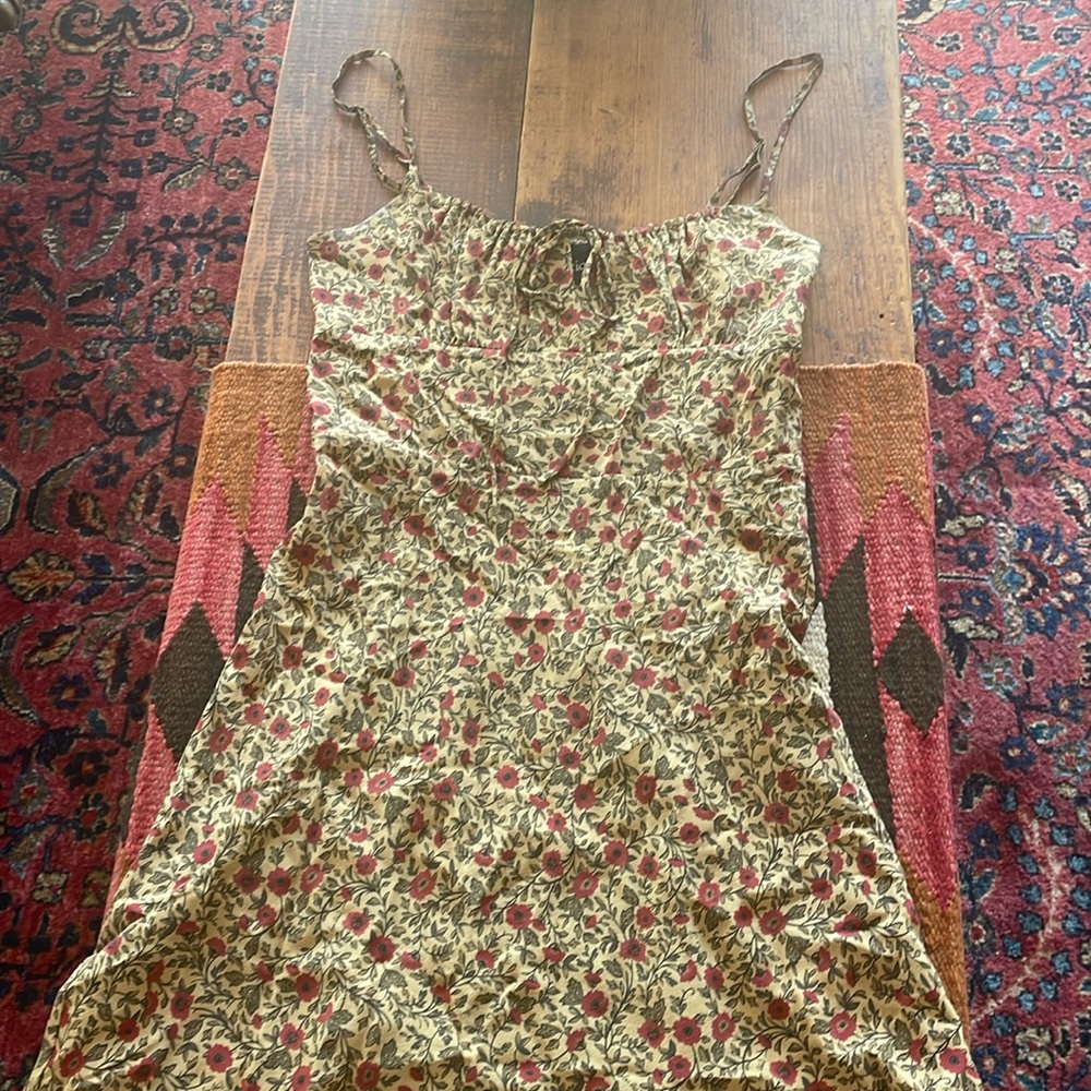 Réalisation Par Floral Mini Dress in Olive Green and Mauve